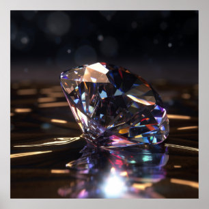 Polished diamond, shiny gemstone zoom poster