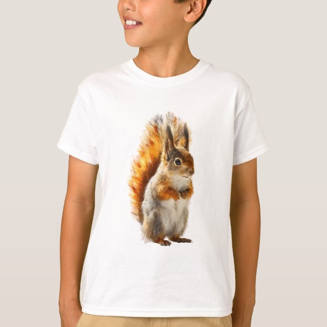 Polished Fluffy Red Squirrel Character Kids T-Shirt (Front)