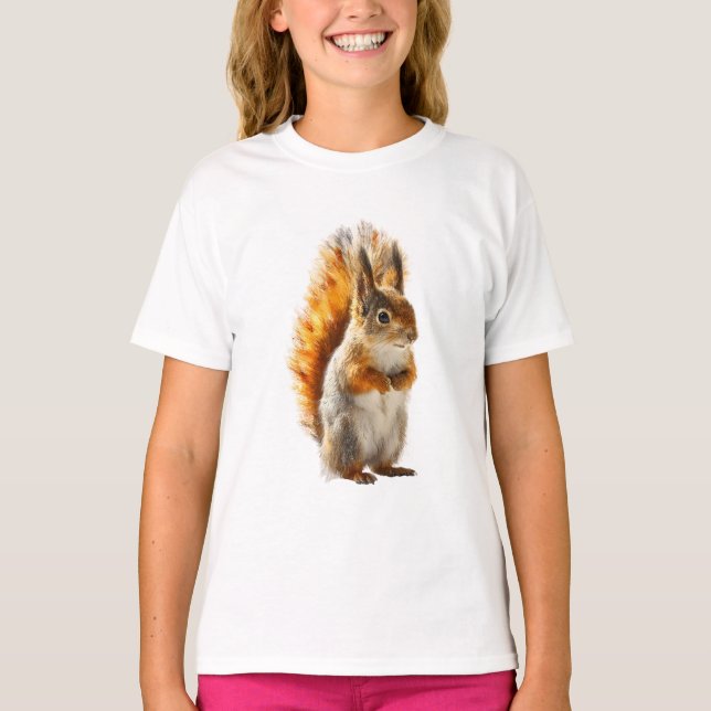 Polished Fluffy Red Squirrel Character Kids T-Shirt (Front)