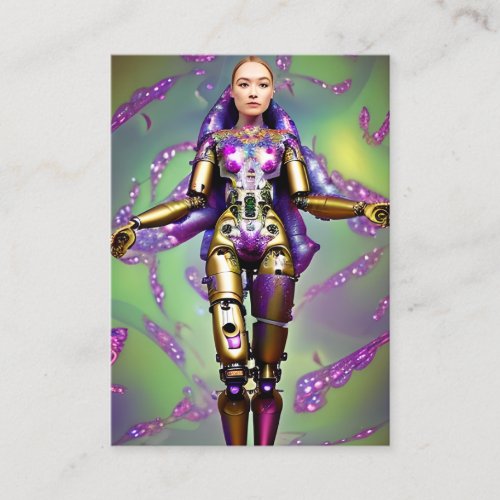 Polished Galactic Floral EDM Cyborg Graphic Business Card