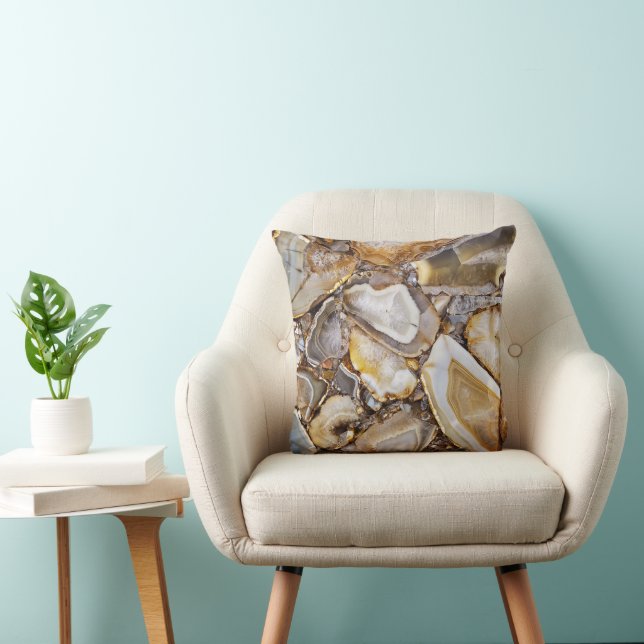 Polished Geode Stones Throw Pillow (Chair)