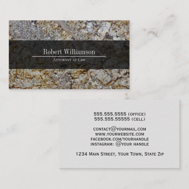 Polished Granite Professional Slick Classy Business Card (Front/Back)