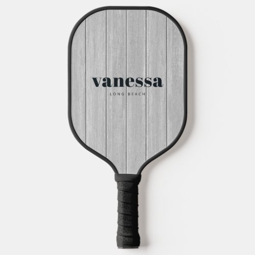 Polished Gray Wooden Minimal Modern Classic Name Pickleball Paddle