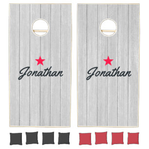 Polished Gray Wooden Vintage Star Signature Cornhole Set