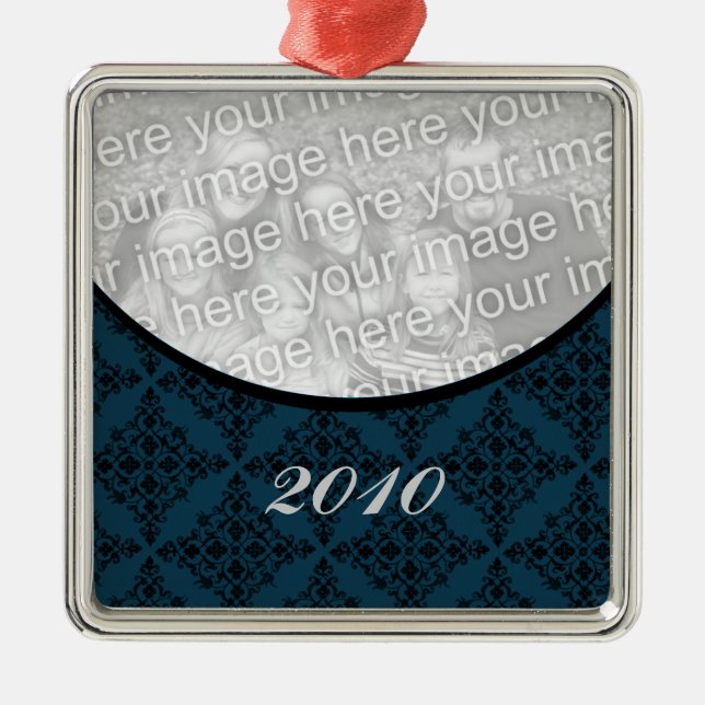 Polished Holiday Damask Premium Square Ornament (Front)