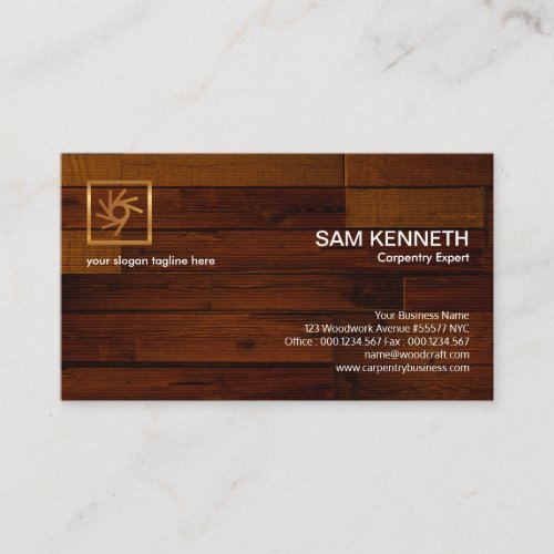 Polished Lacquer Timber Wood Panel Carpenter Business Card