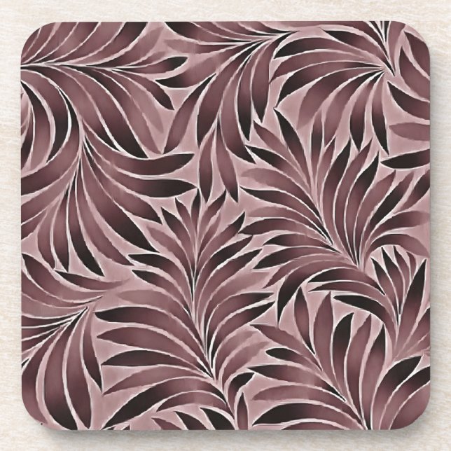 Polished Leaves In Deep Ruby Red Pinks Beverage Coaster (Front)