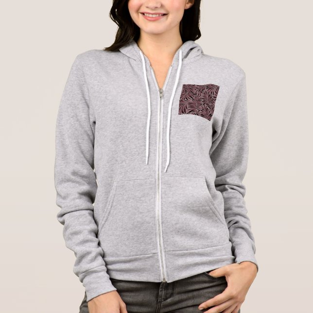 Polished Leaves In Deep Ruby Red Pinks Hoodie (Front)