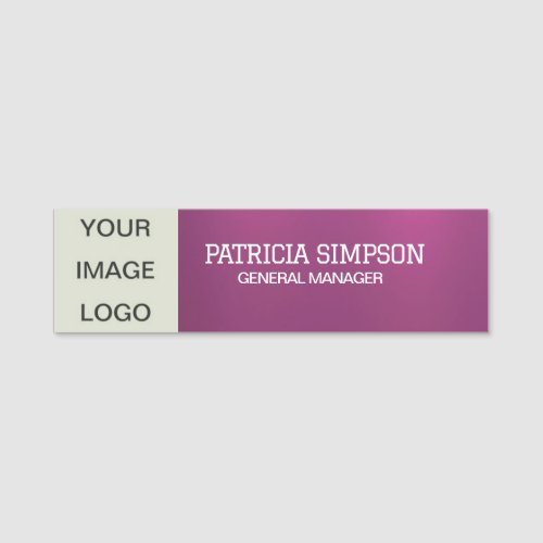 Polished Metallic Fuchsia Image Logo Name Title Name Tag