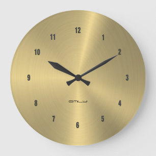Polished metallic gold texture large clock