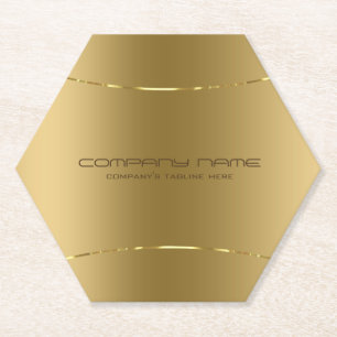 Polished metallic gold with shiny gold accents paper coaster