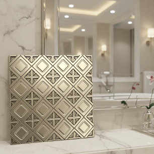 Polished Pewter Metallic Geometric #13 ID1227 Ceramic Tile