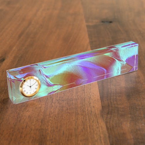 Polished rock in chrome purple desk name plate