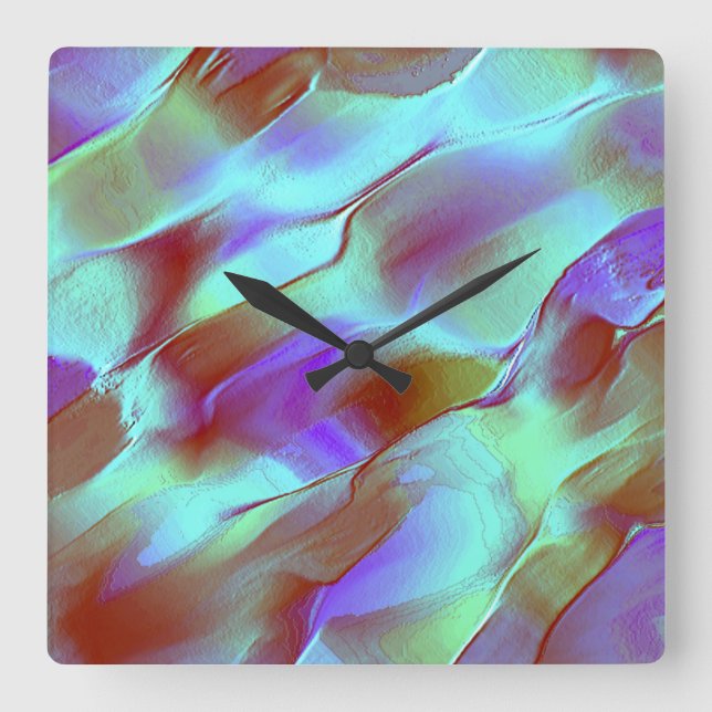 Polished rock in chrome purple square wall clock (Front)