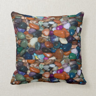 Polished Rocks of the Rainbow Throw Pillow
