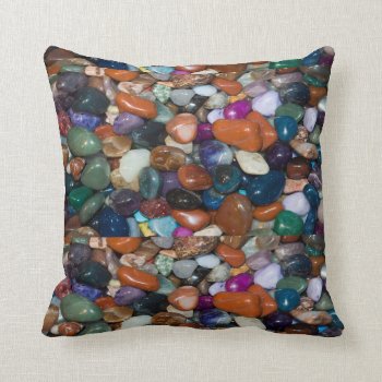 Polished Rocks Of The Rainbow Throw Pillow by pjwuebker at Zazzle