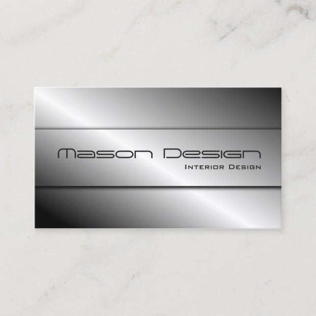 Polished Silver Modern Design Business Card (Front)