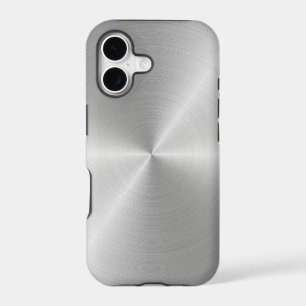 Polished Silver Radial Metallic Custom iPhone 17 Case