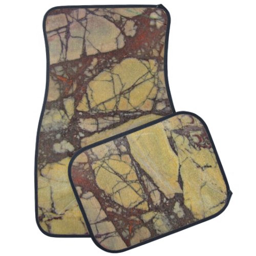 Polished Stone Abstract Agate Yellow Red Marbled Car Floor Mat