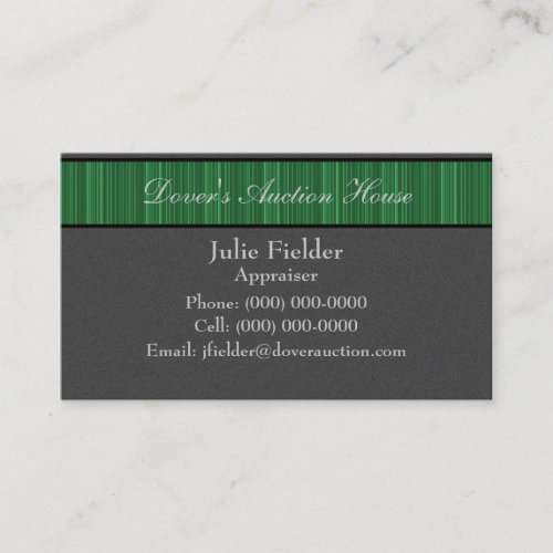 Polished Stripes Business Card, Gray and Green