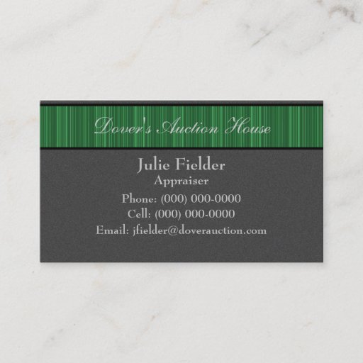 Customizable Polished Stripes Business Card, Gray and Green