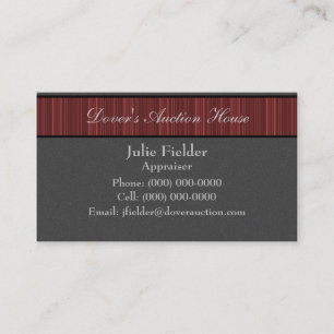 Polished Stripes Business Card, Gray and Maroon Card