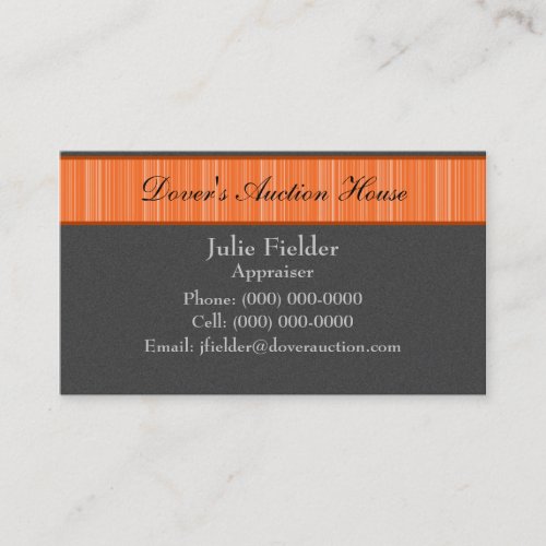 Polished Stripes Business Card, Gray and Orange