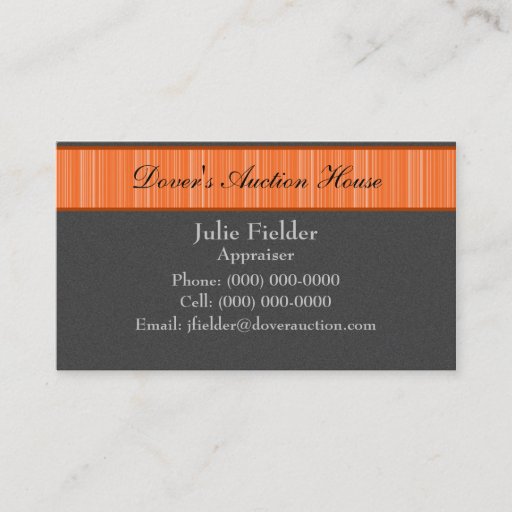 Customizable Polished Stripes Business Card, Gray and Orange