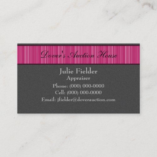 Polished Stripes Business Card, Gray and Pink