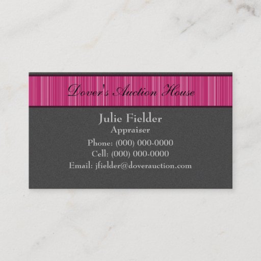 Customizable Polished Stripes Business Card, Gray and Pink