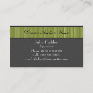 Polished Stripes Business Card, Gray & Olive Green Card