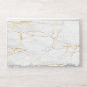 Polished White Marble Close-Up with Gold Veining HP Laptop Skin