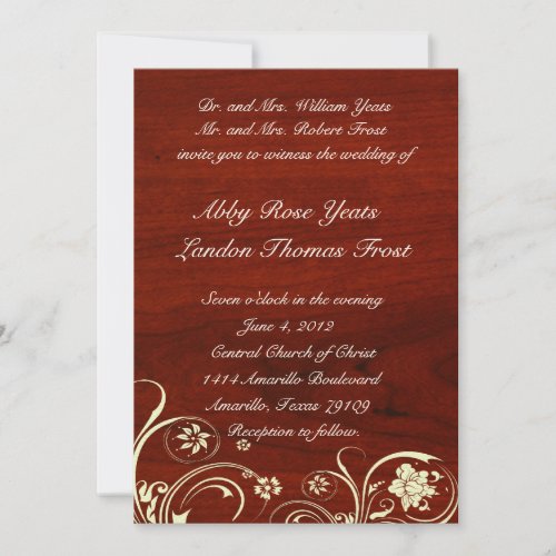 Polished Wood Old Lace Wedding Invitation