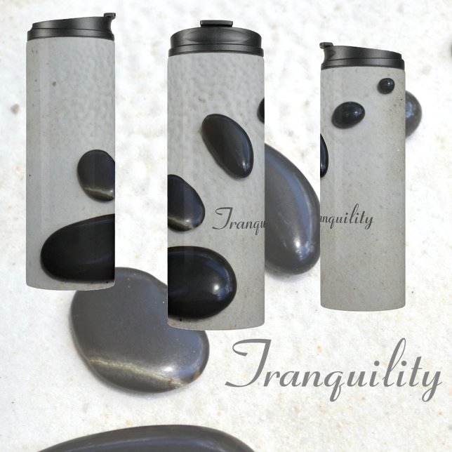 Polished Zen Black Stones Sand Zen Garden Gray Thermal Tumbler (Creator Uploaded)