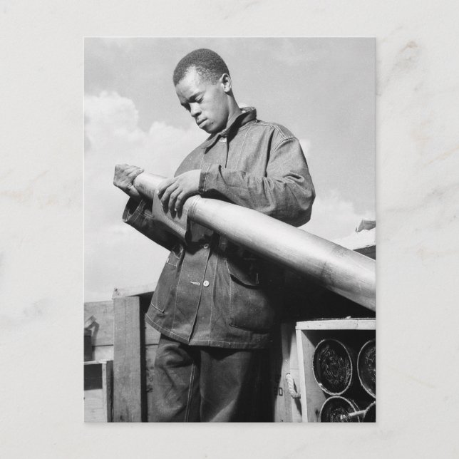 Polishing My Projectile, 1940s Postcard (Front)