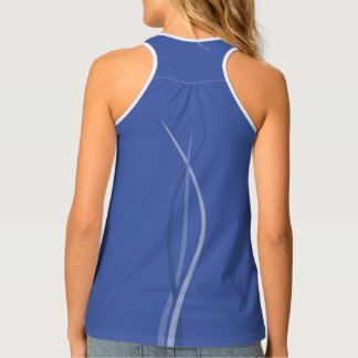 Polite Blue Minimal Swaying Lines Graphic Tank Top