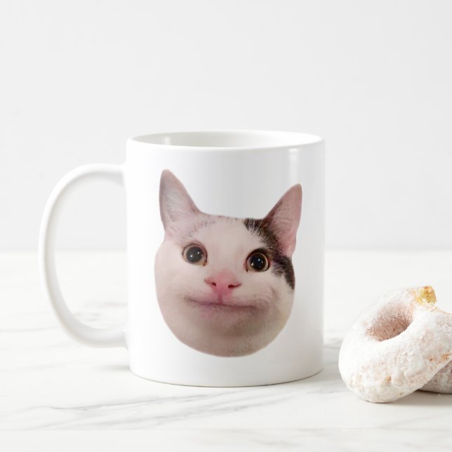 Polite Cat Meme Mug Double Sided (With Donut)