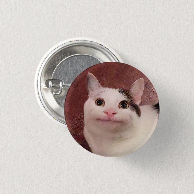 Polite Cat Meme Pin Button (Front & Back)