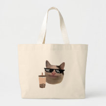  Polite Cat Meme with Swag Glasses and Boba Drink