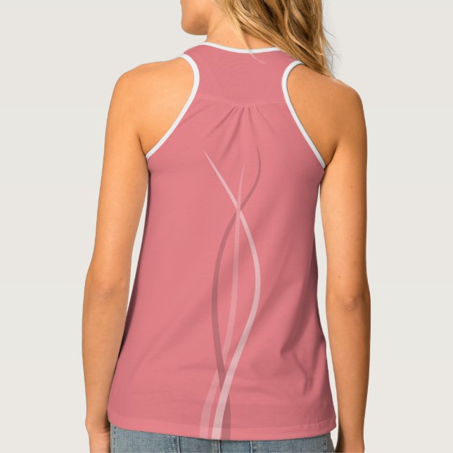 Polite Light Red Minimal Swaying Lines Graphic Tank Top (Back)