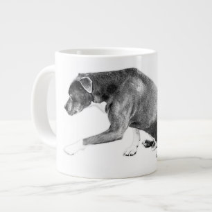 Polite Paw—Pitbull Mix Monochrome Giant Coffee Mug