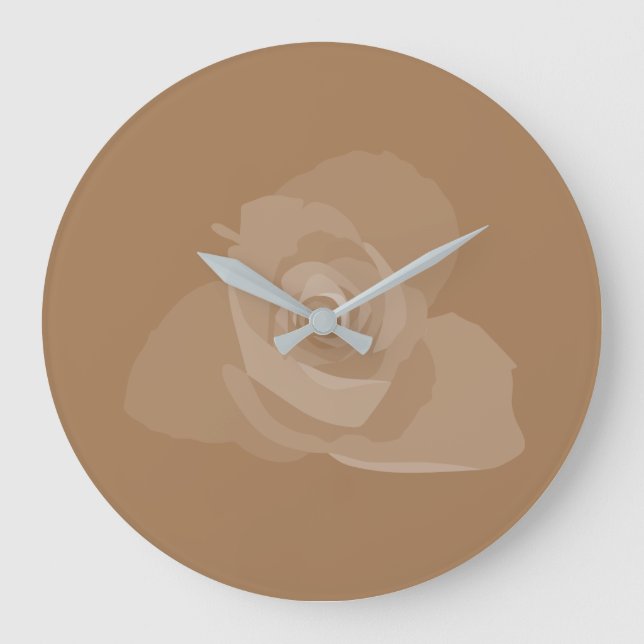 Polite Transparent Modern White Rose Art Large Clock (Front)