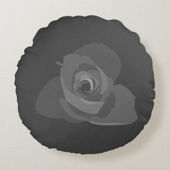 Polite Transparent Modern White Rose Art Round Pillow (Front)