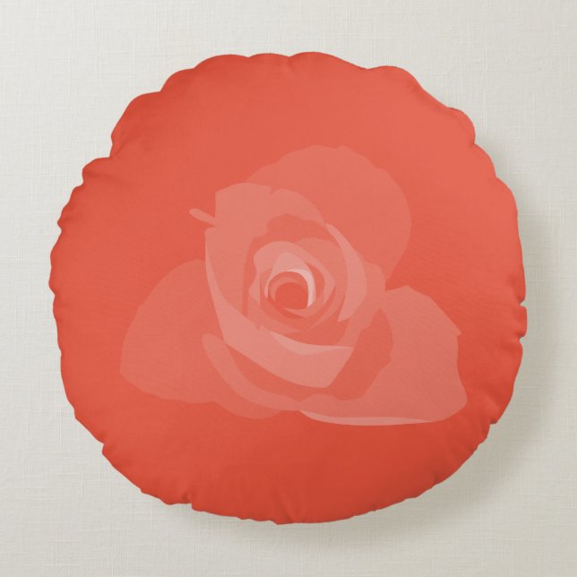 Polite Transparent Modern White Rose Art Round Pillow (Front)