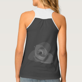 Polite Transparent Modern White Rose Art Tank Top
