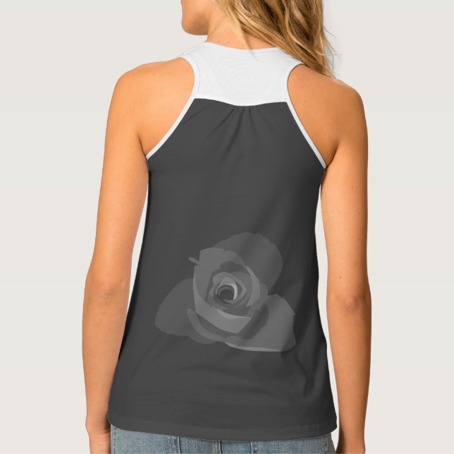 Polite Transparent Modern White Rose Art Tank Top (Back)