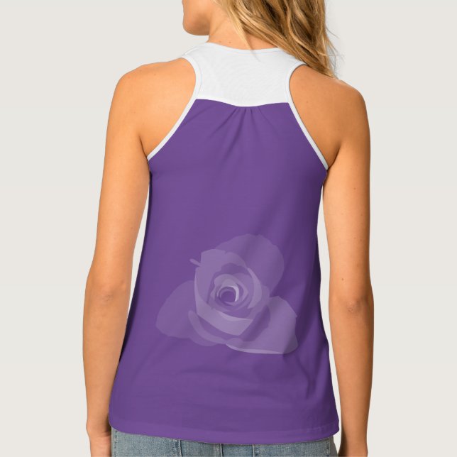 Polite Transparent Modern White Rose Art Tank Top (Back)
