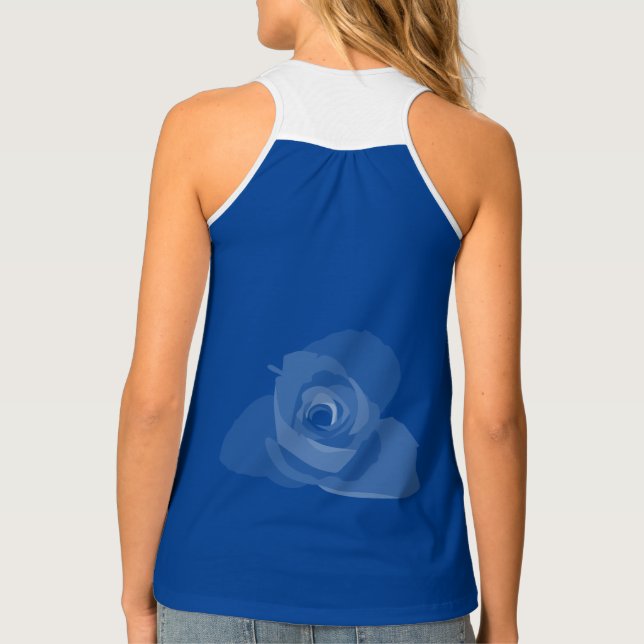 Polite Transparent Modern White Rose Art Tank Top (Back)