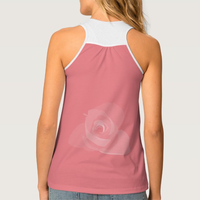 Polite Transparent Modern White Rose Art Tank Top (Back)