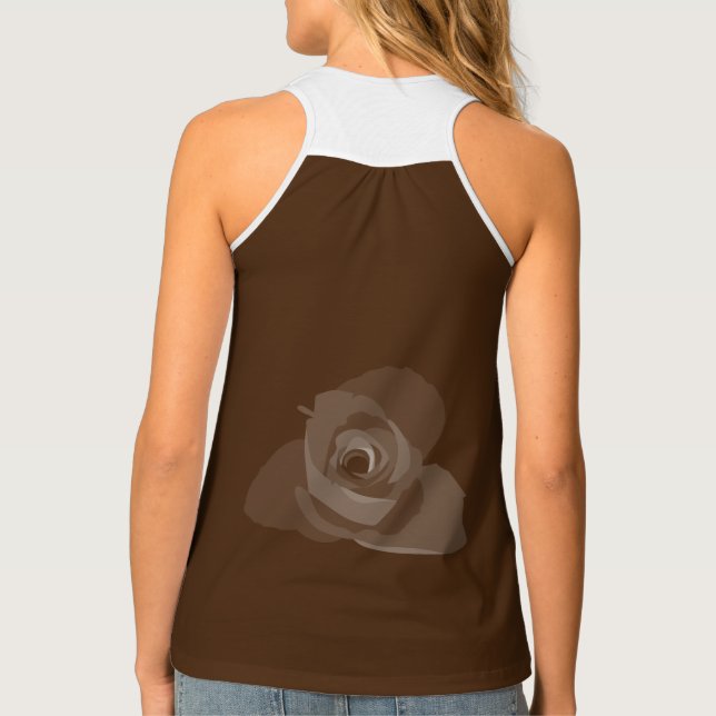 Polite Transparent Modern White Rose Art Tank Top (Back)